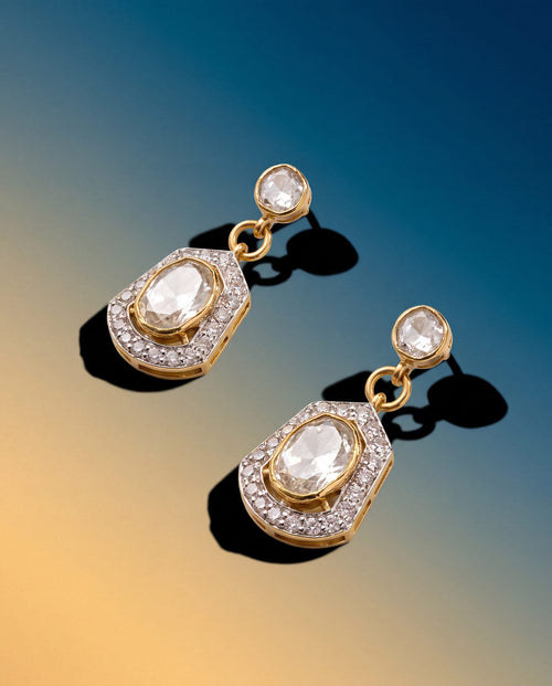 Ekshara Polki And Diamond Long Earrings