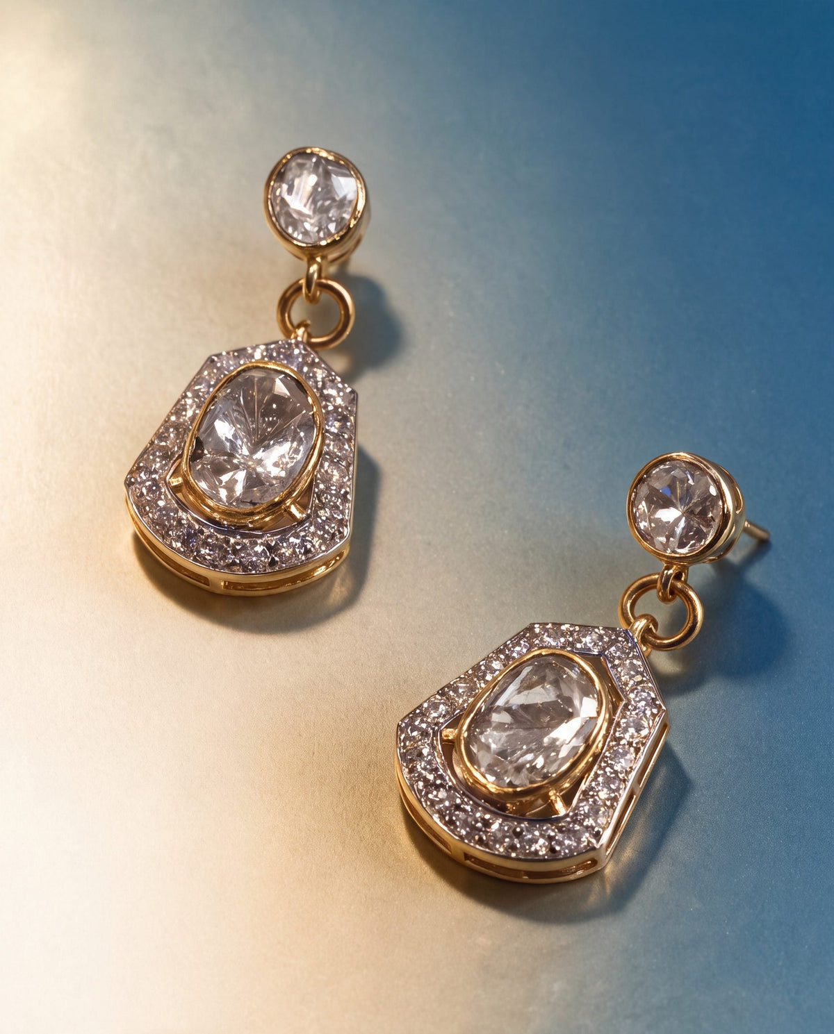 Ekshara Polki And Diamond Long Earrings