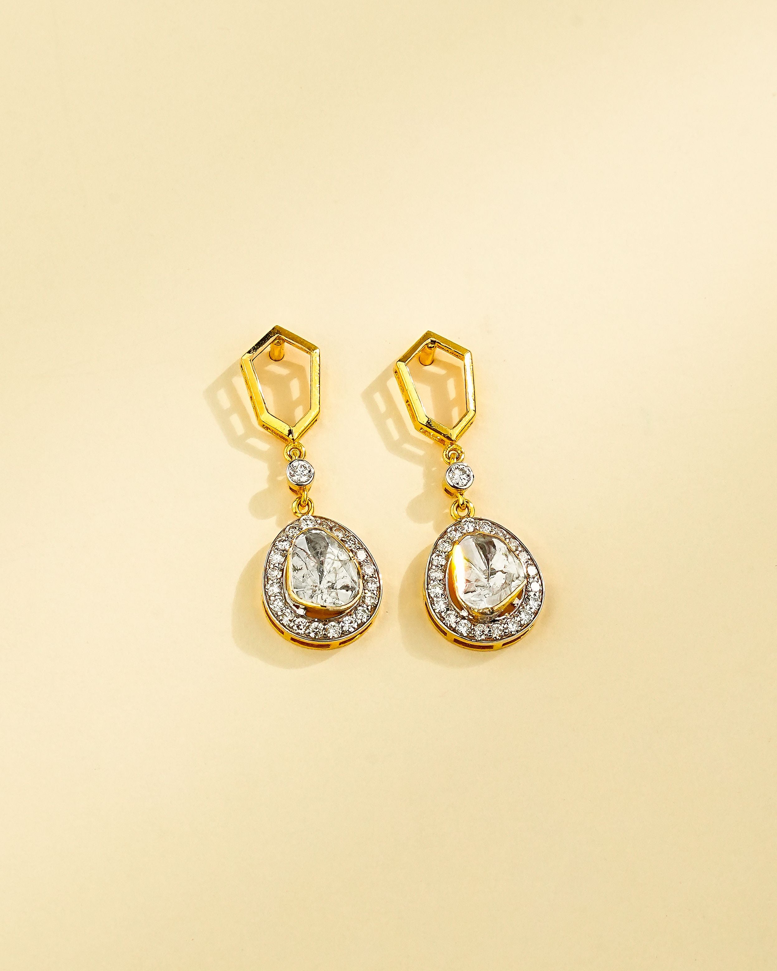 Marisha Polki And Diamond Long Earrings