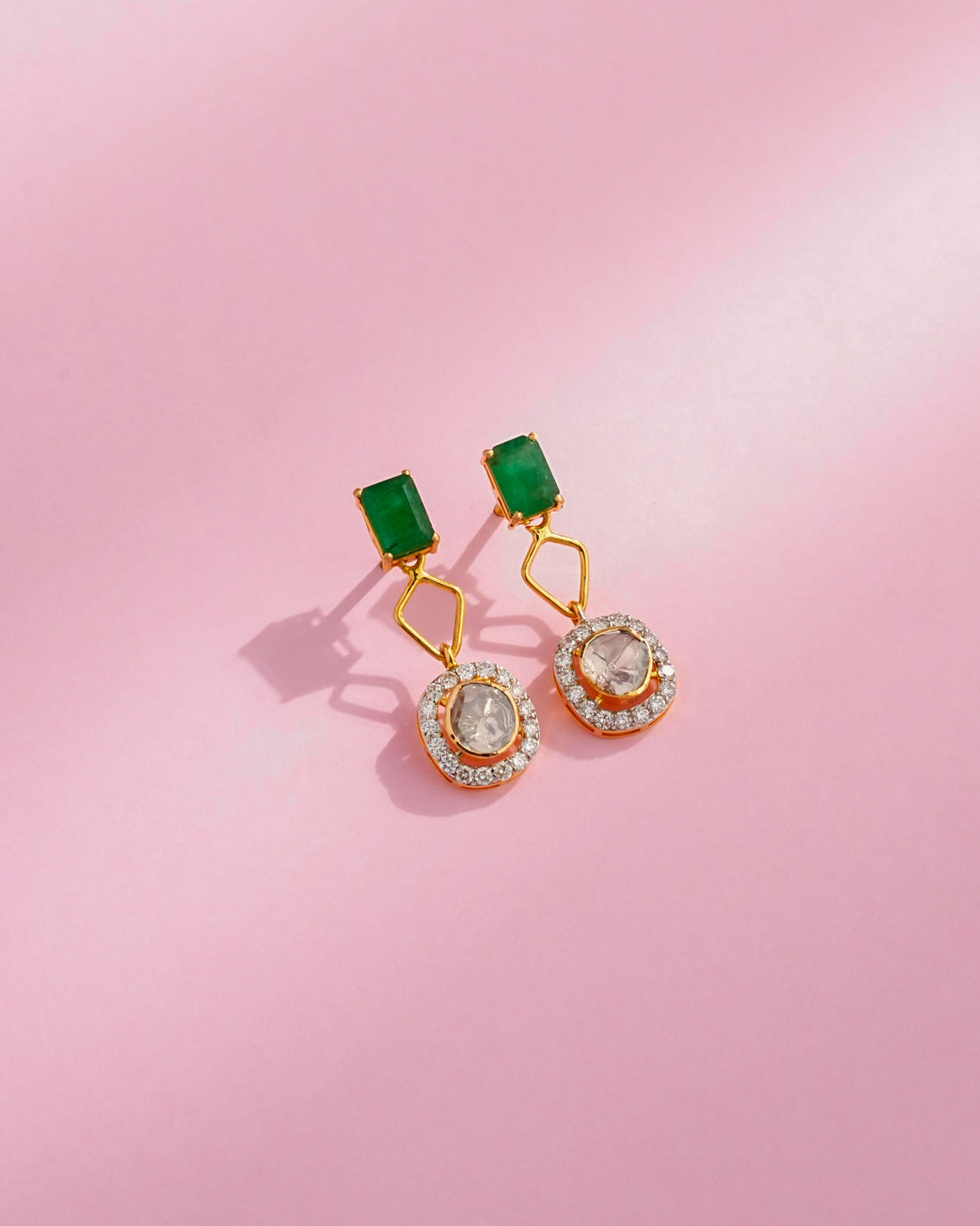 Ekshika Polki And Diamond Long Earrings