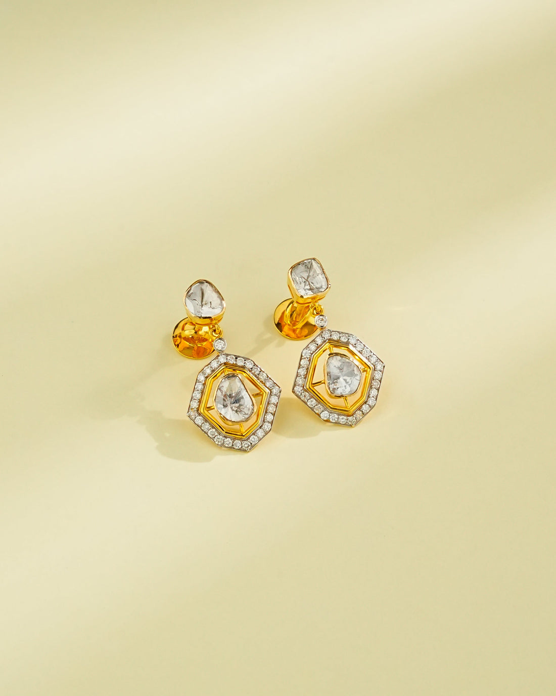 Mahi Polki And Diamond Long Earrings