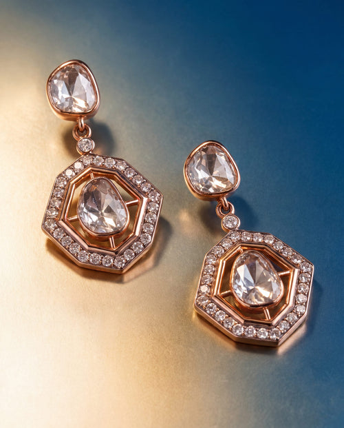 Unnati Polki And Diamond Long Earrings