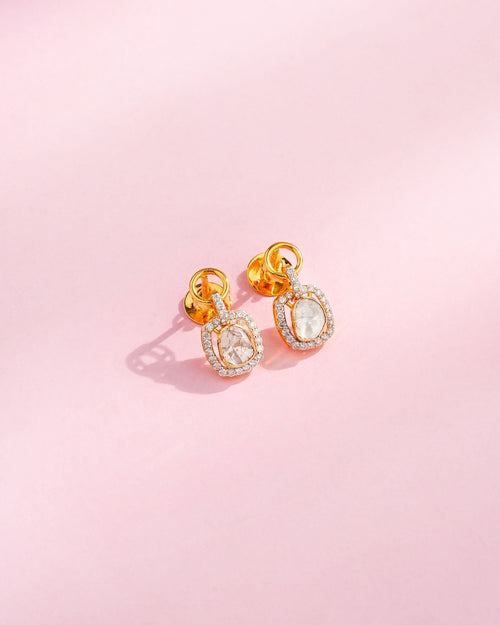 Veena Polki And Diamond Long Earrings