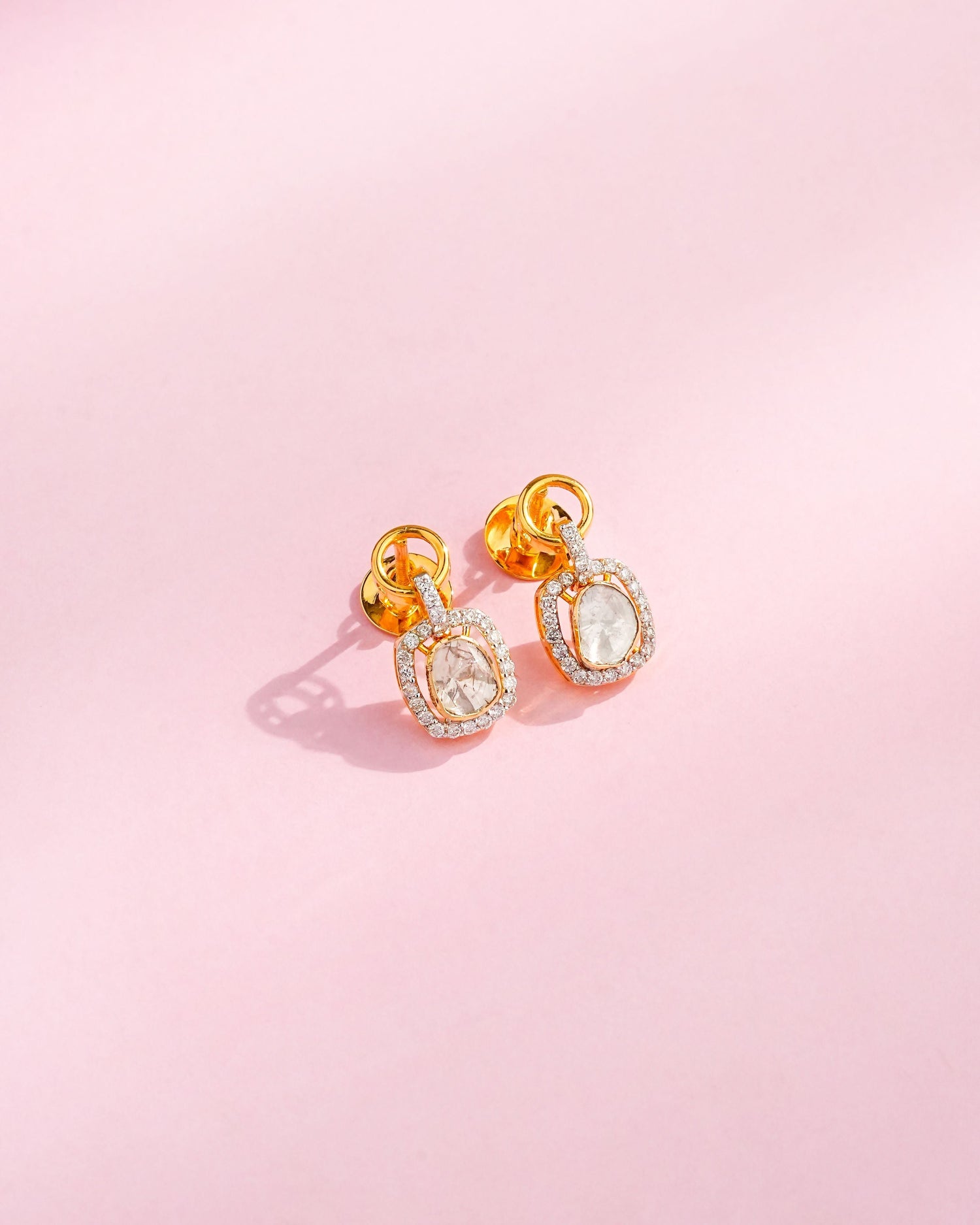 Veena Polki And Diamond Long Earrings