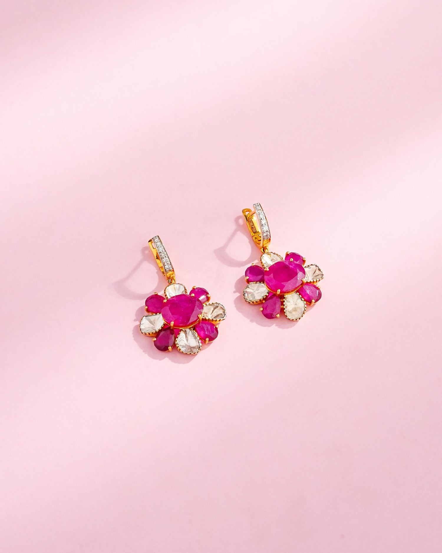 Ekshita Polki And Diamond Hoops