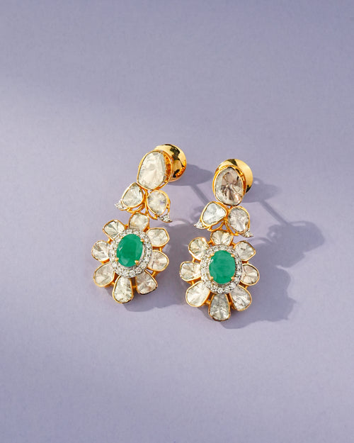 Bella Polki And Diamond Long Earrings