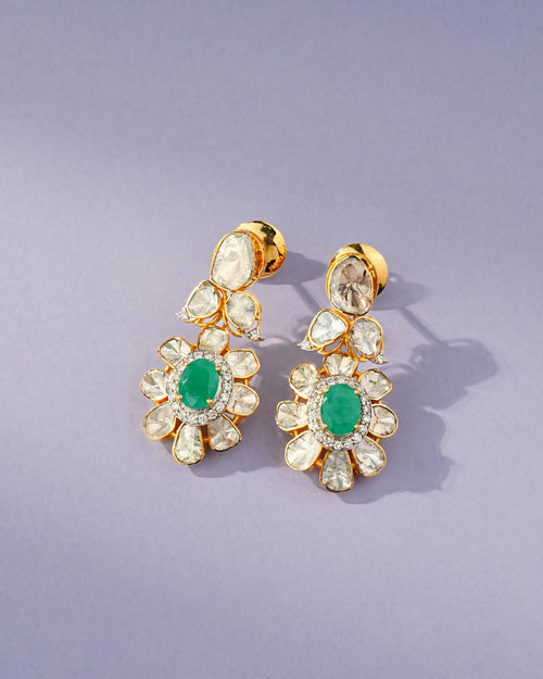 Bella Polki And Diamond Long Earrings