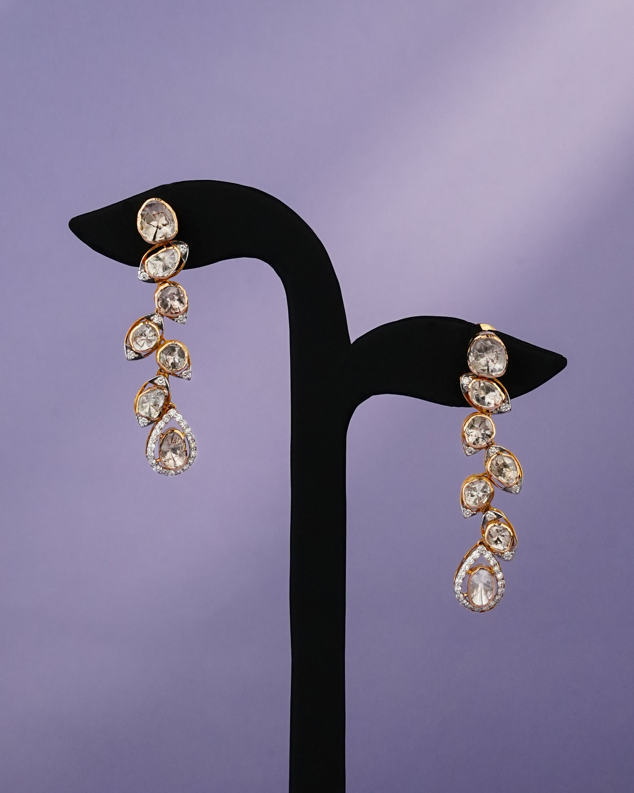 Vanya Polki And Diamond Long Earrings