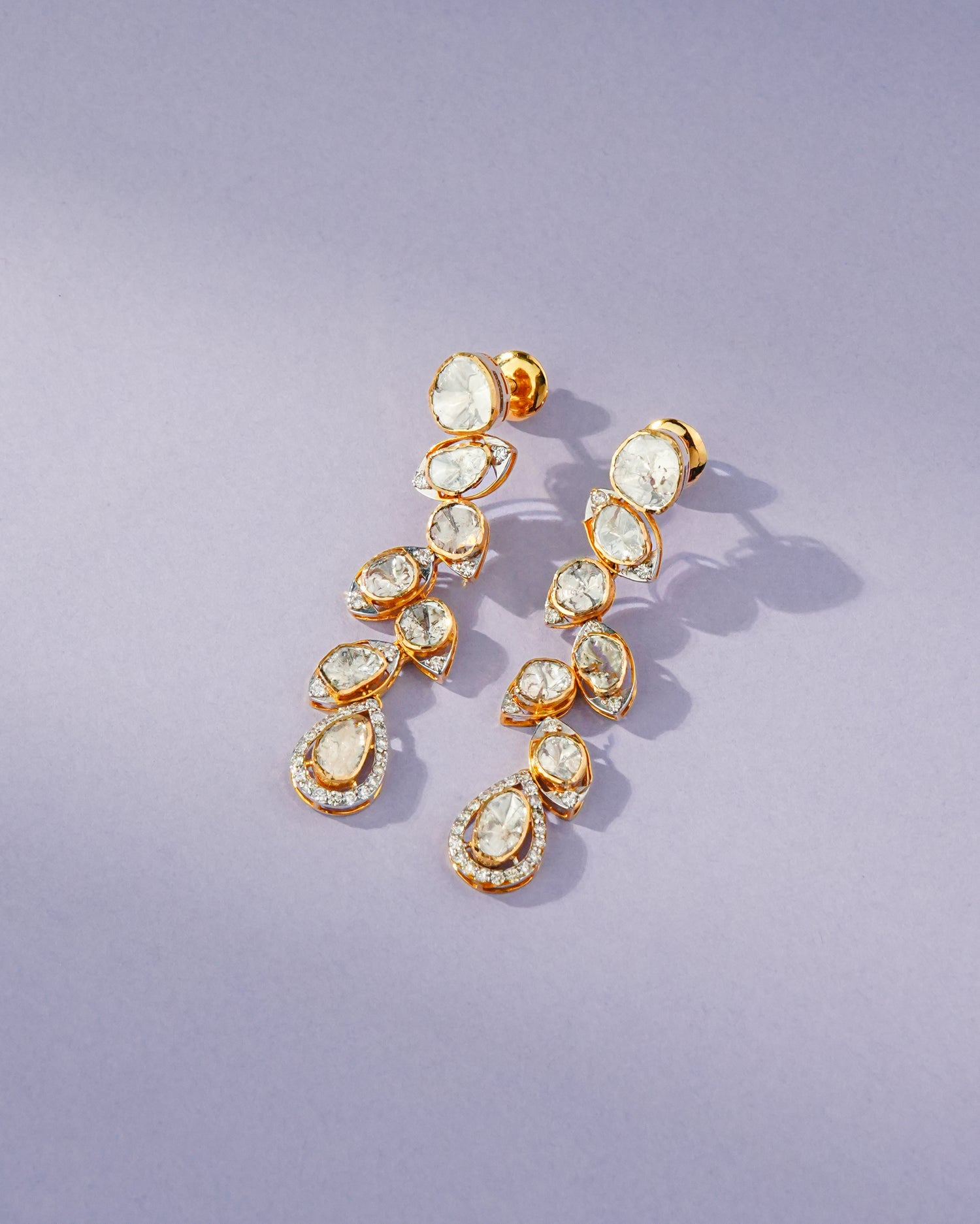 Vanya Polki And Diamond Long Earrings