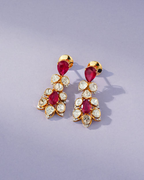 Nova Polki And Diamond Long Earrings