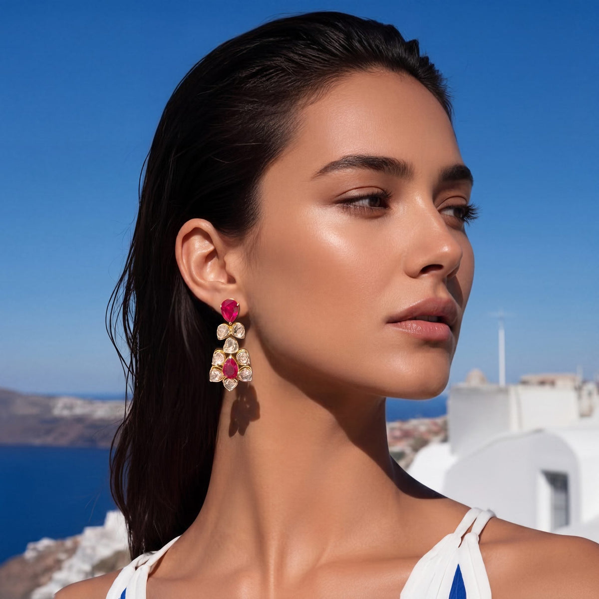 Nova Polki And Diamond Long Earrings