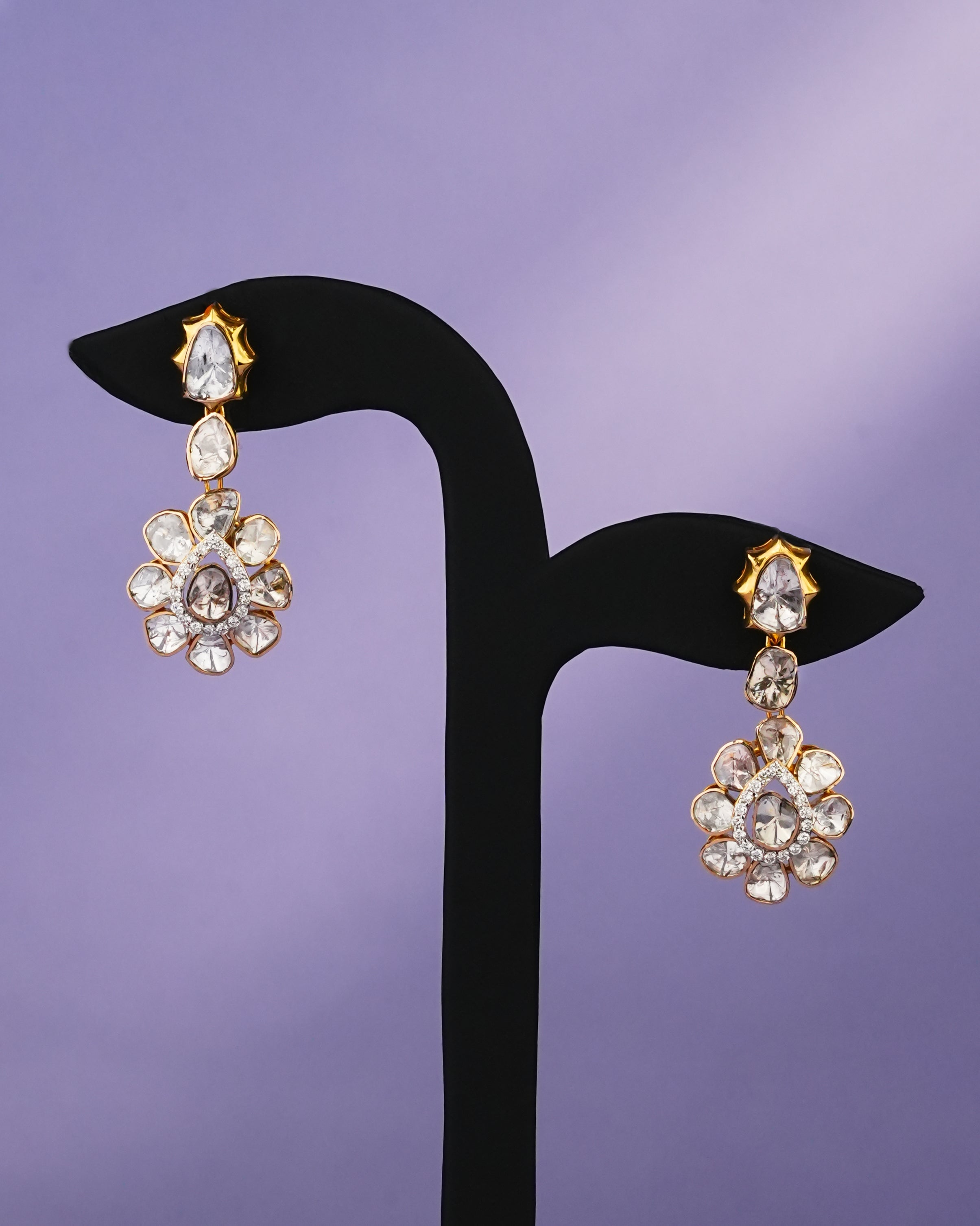 Saira Polki And Diamond Long Earrings