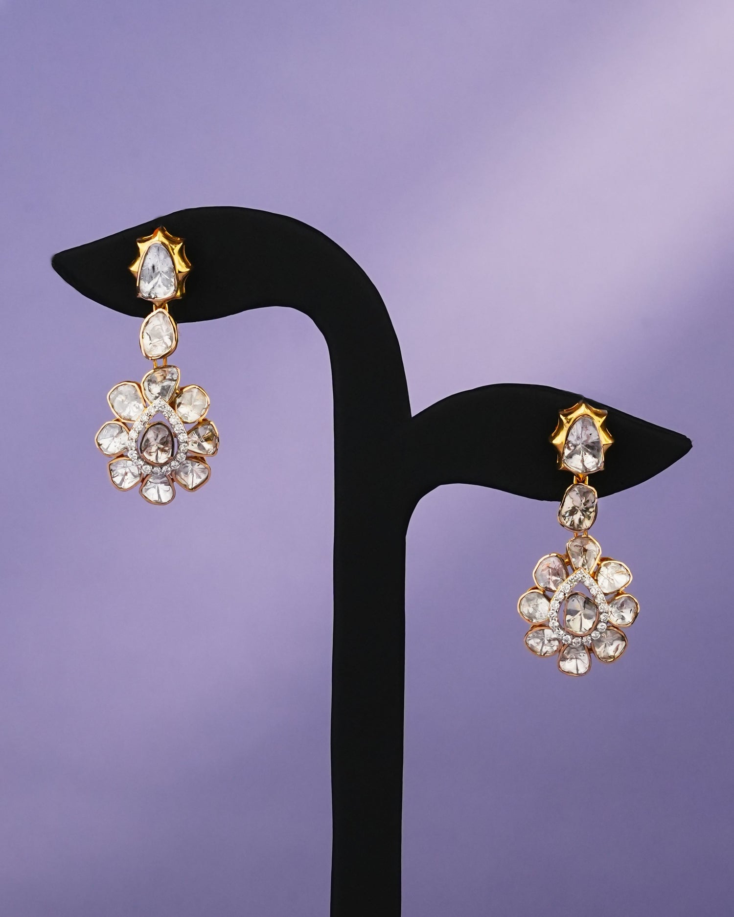 Saira Polki And Diamond Long Earrings