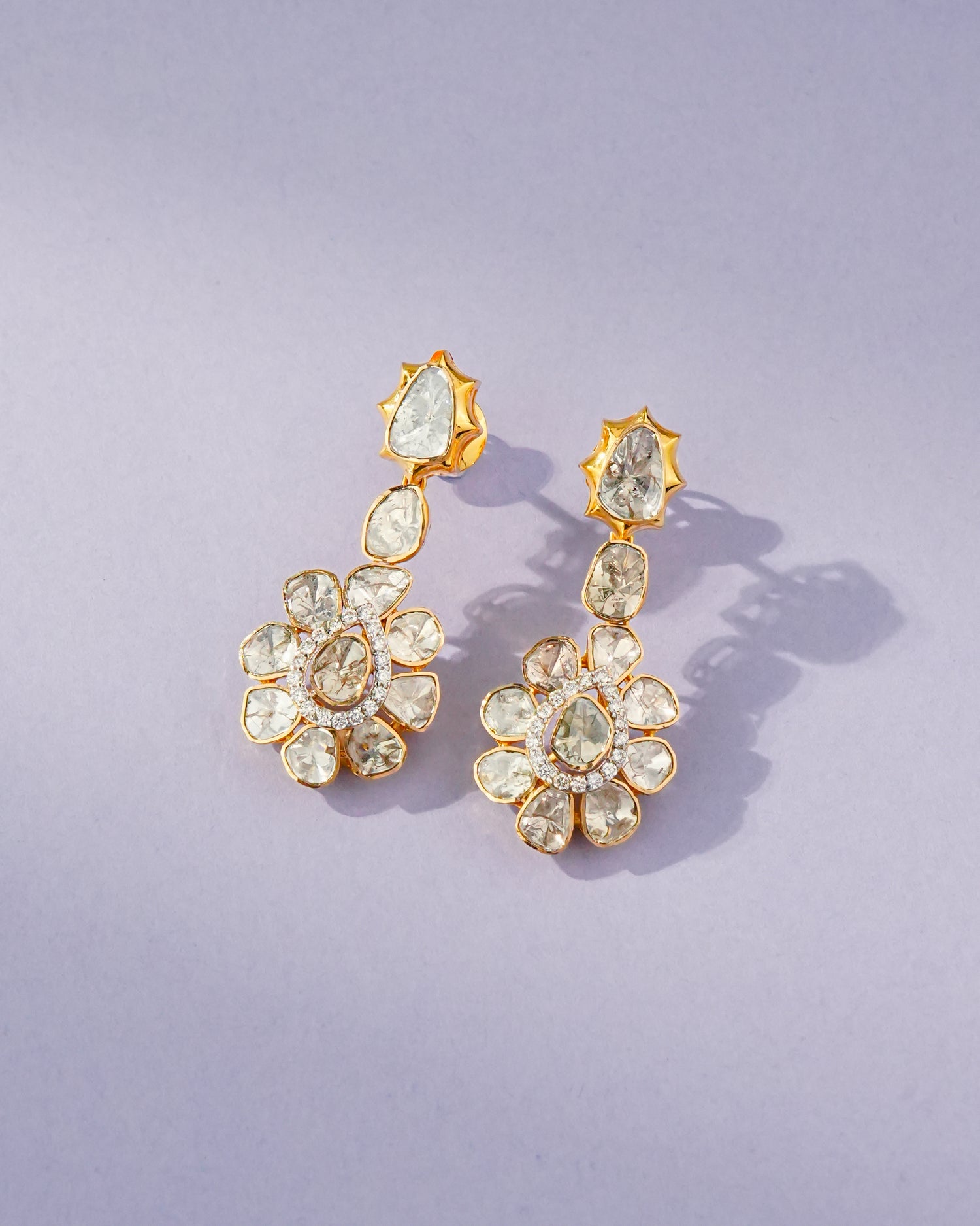 Saira Polki And Diamond Long Earrings