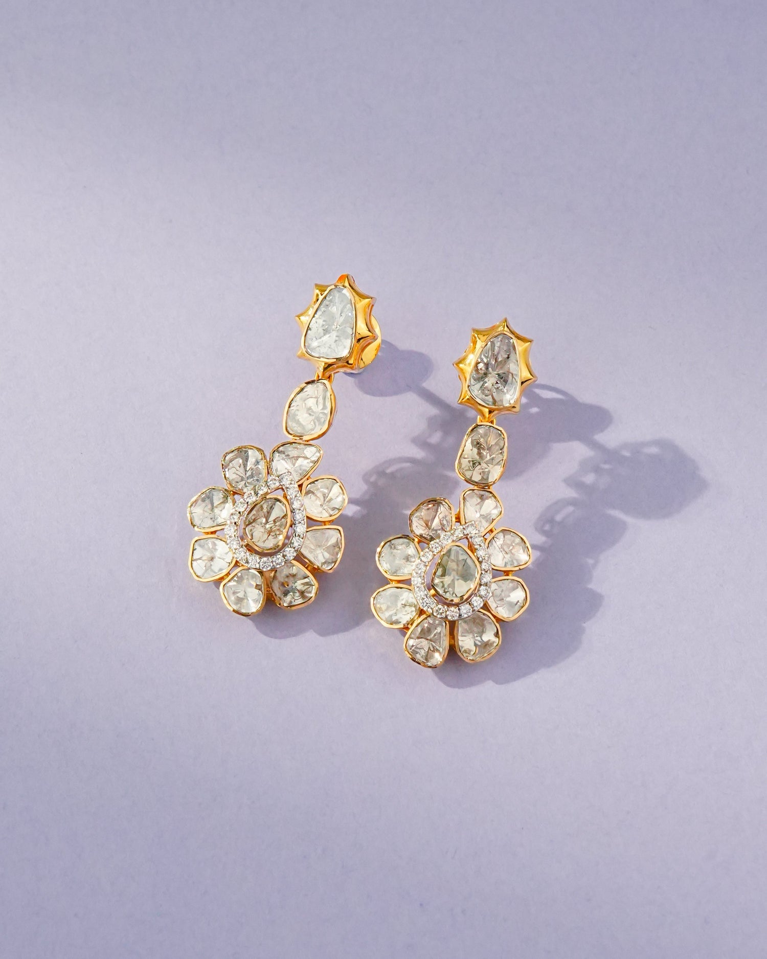 Saira Polki And Diamond Long Earrings