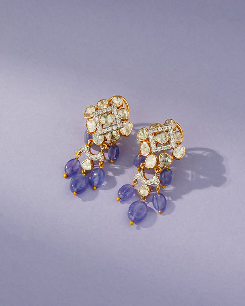 Nora Polki And Diamond Long Earrings