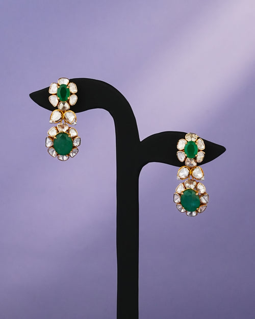 Anaya Polki And Diamond Long Earrings