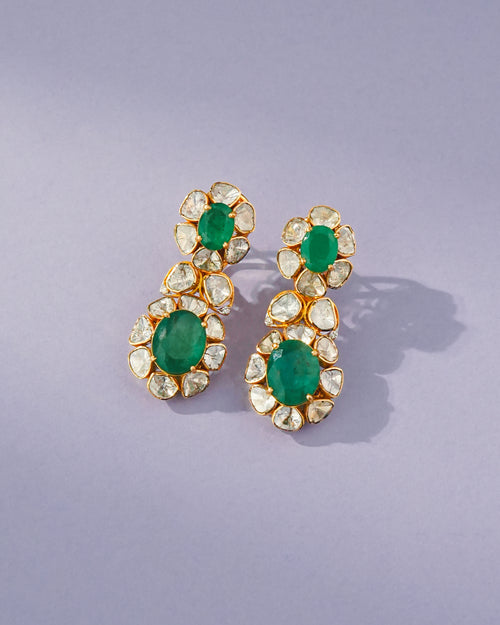 Anaya Polki And Diamond Long Earrings