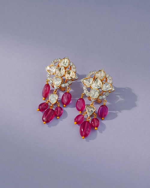 Elaine Polki And Diamond Long Earrings