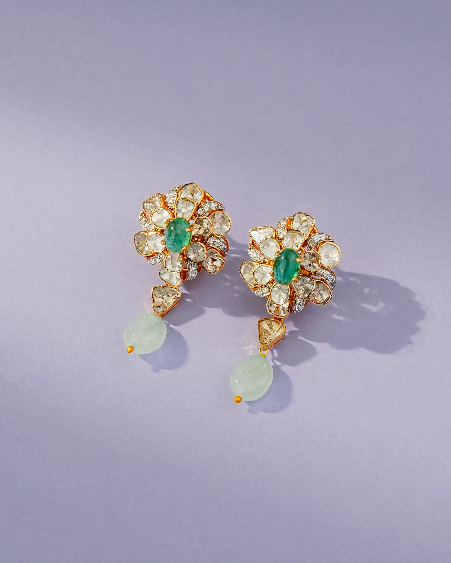 Asmita Polki And Diamond Long Earrings