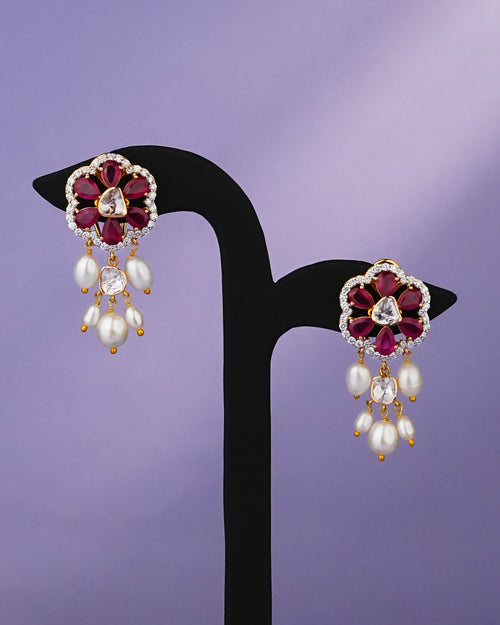 Noelle Polki And Diamond Long Earrings