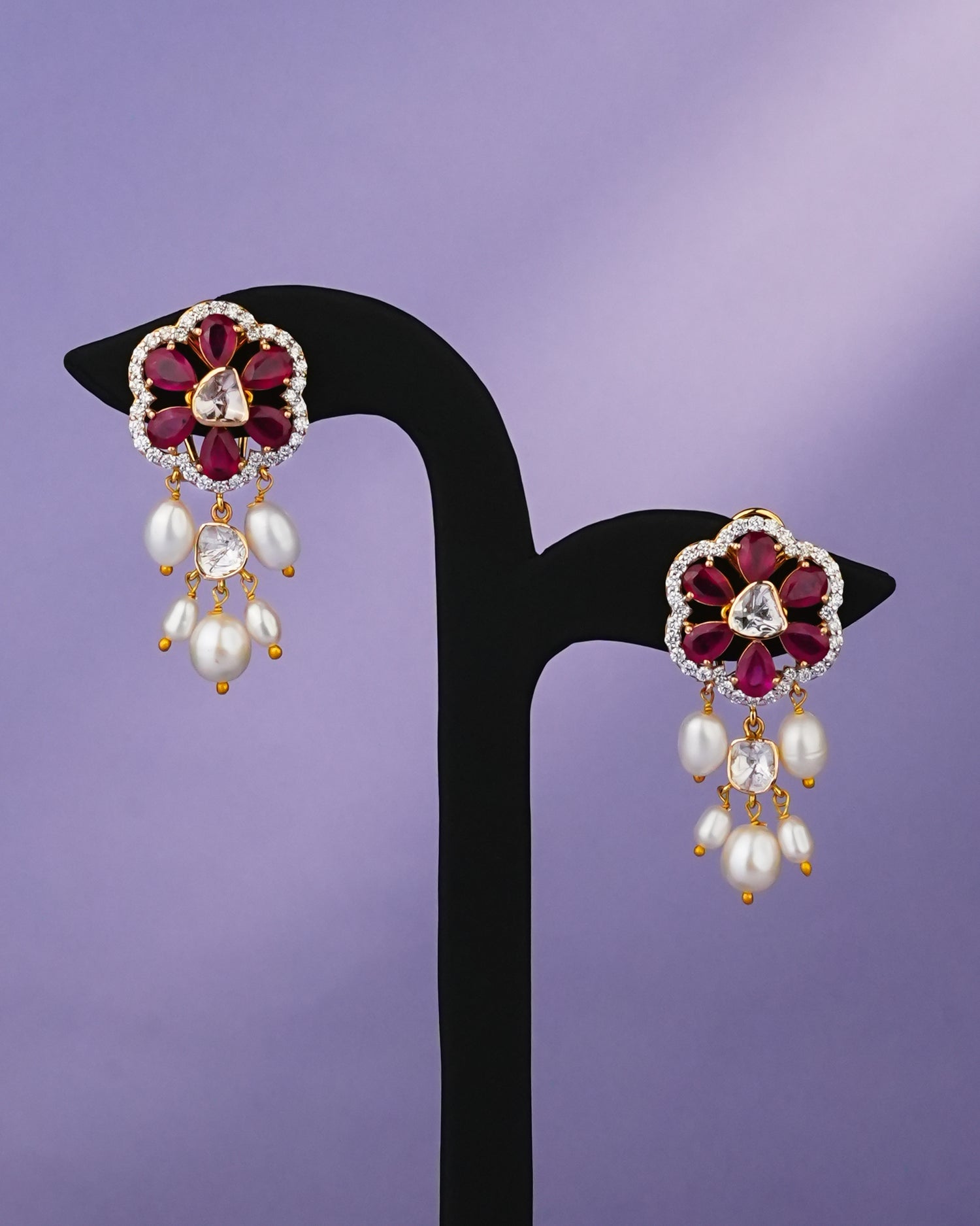 Noelle Polki And Diamond Long Earrings