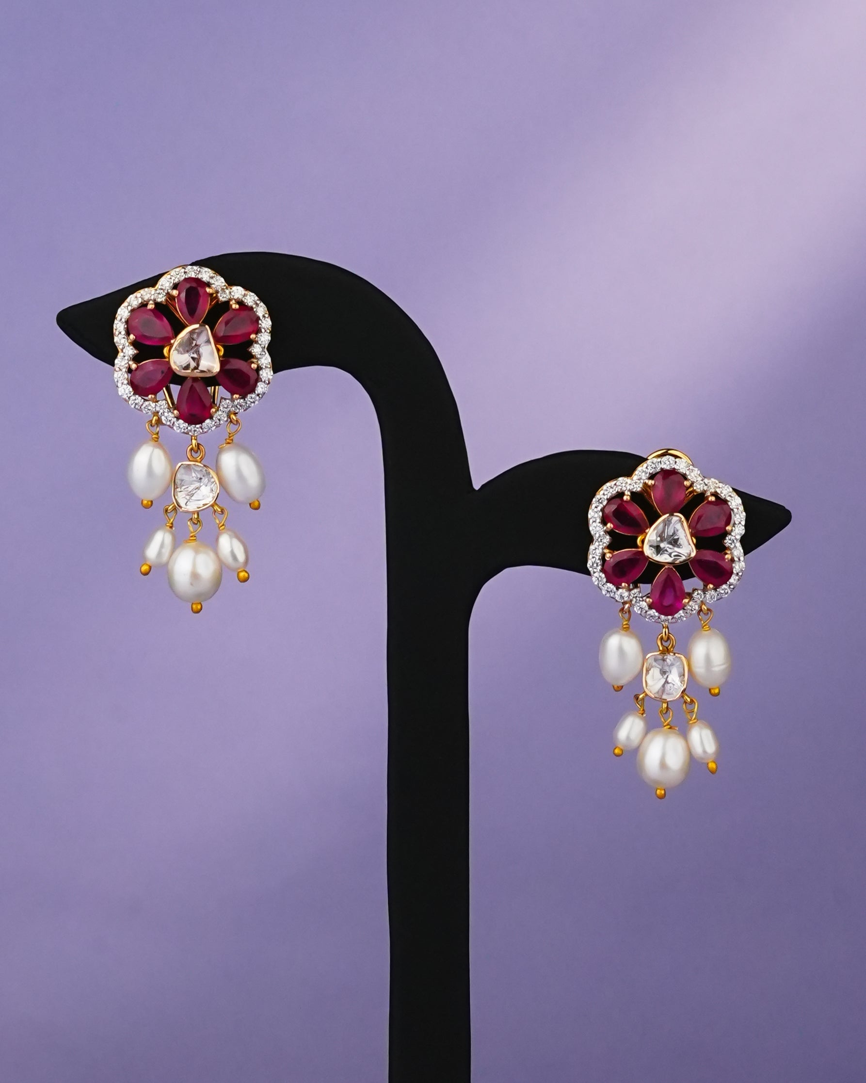 Noelle Polki And Diamond Long Earrings