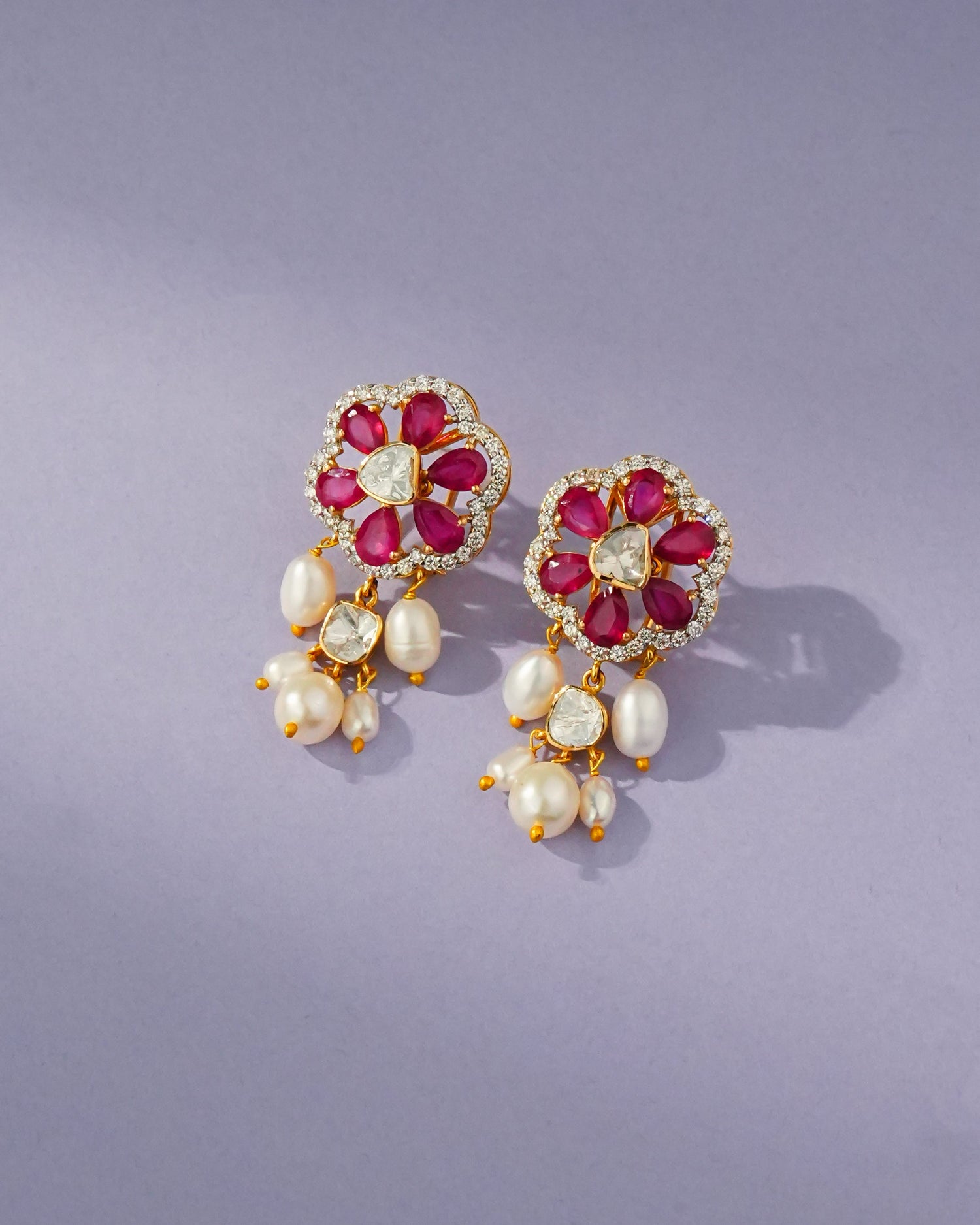 Adra Polki And Diamond Long Earrings