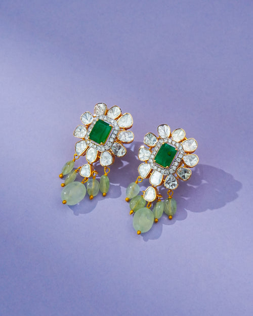 Sornaya Polki And Diamond Long Earrings