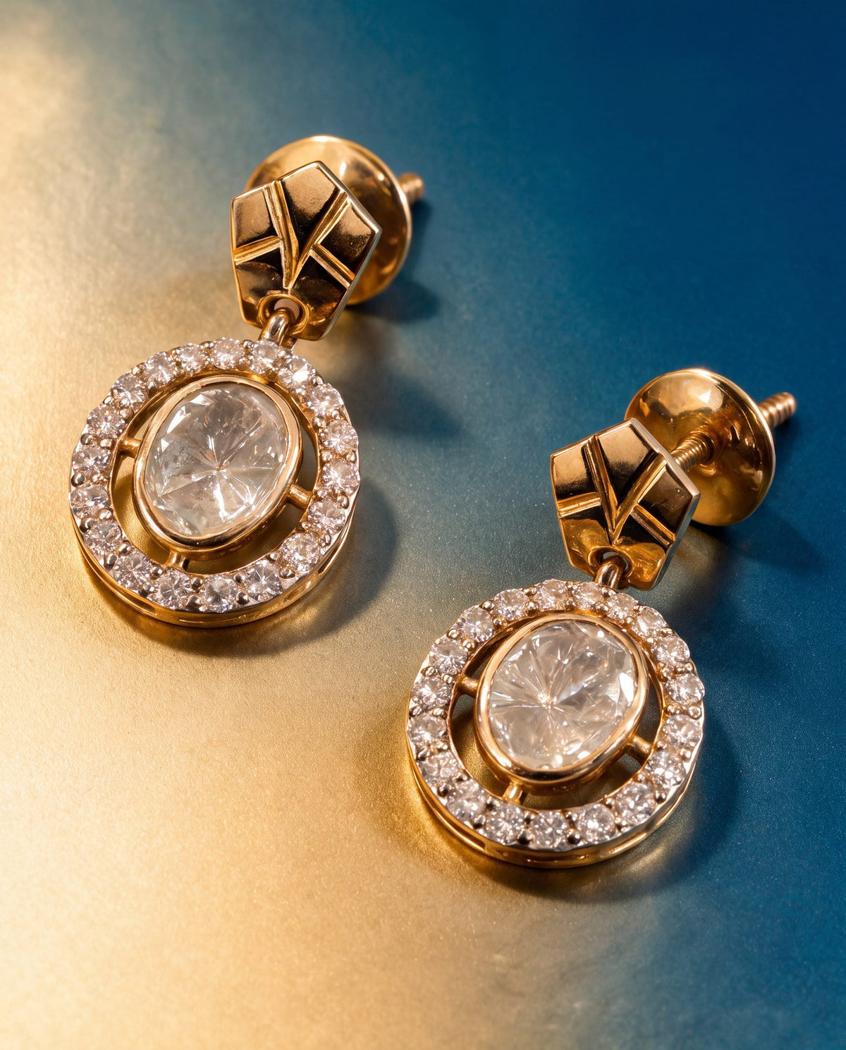 Ekisha Polki And Diamond Long Earrings
