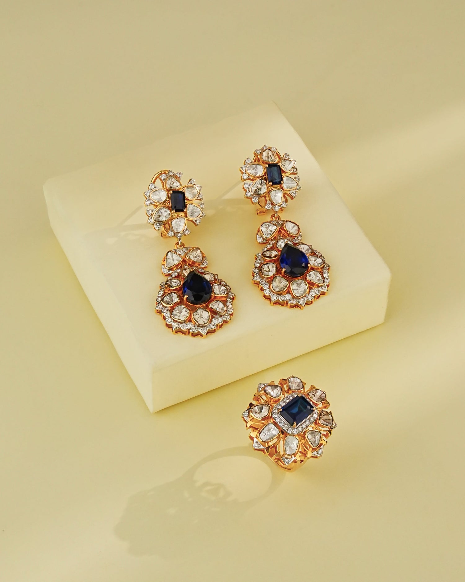 Dhrti Long Earring And Aakshi Ring Set