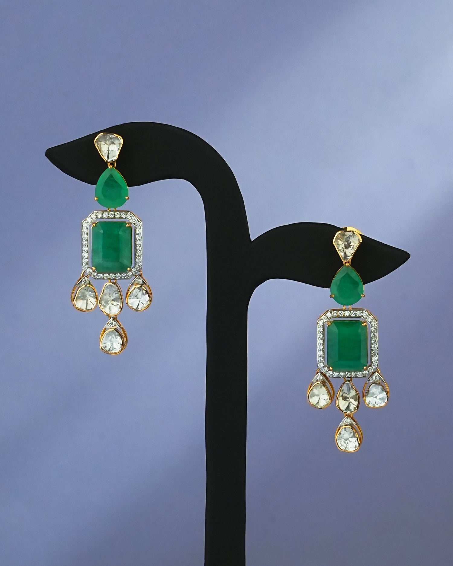 Sheena Polki And Diamond Long Earrings