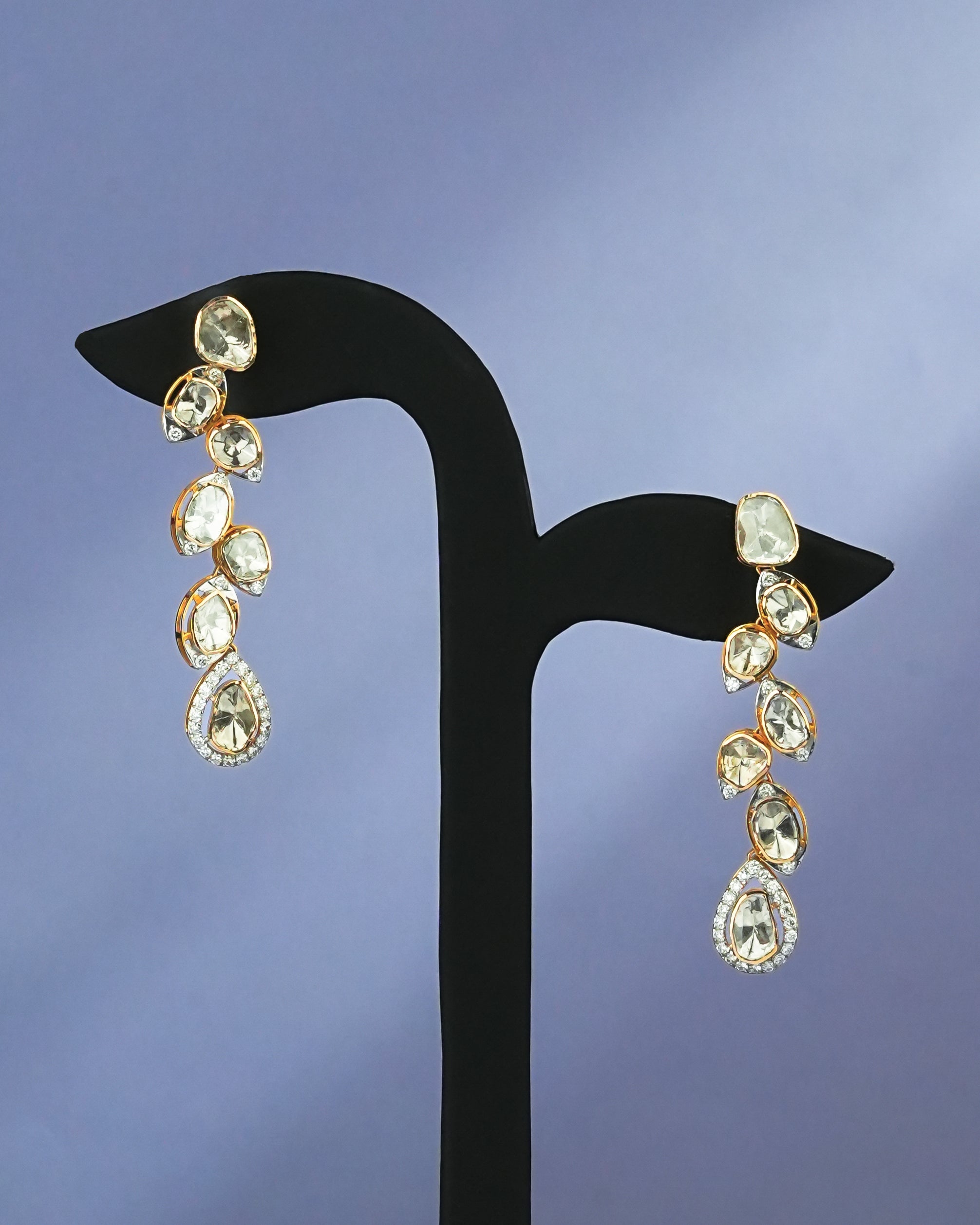 Vanya Polki And Diamond Long Earrings