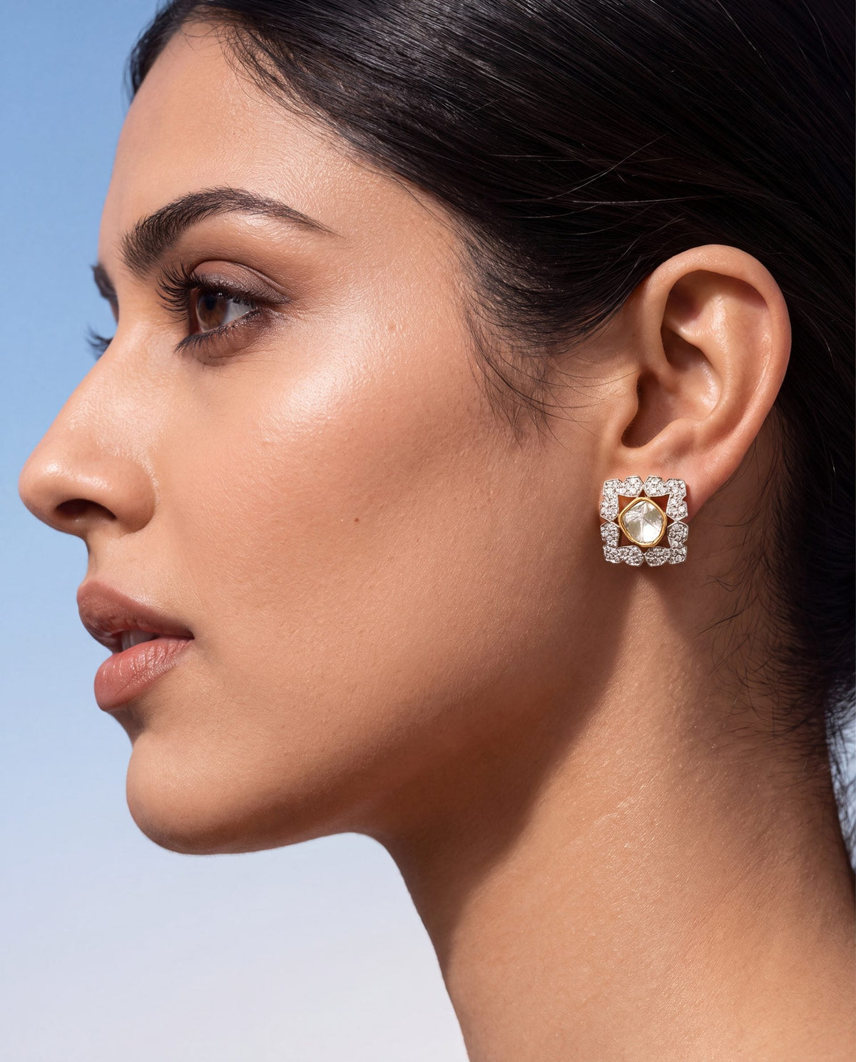 Amelia Polki And Diamond Hoops