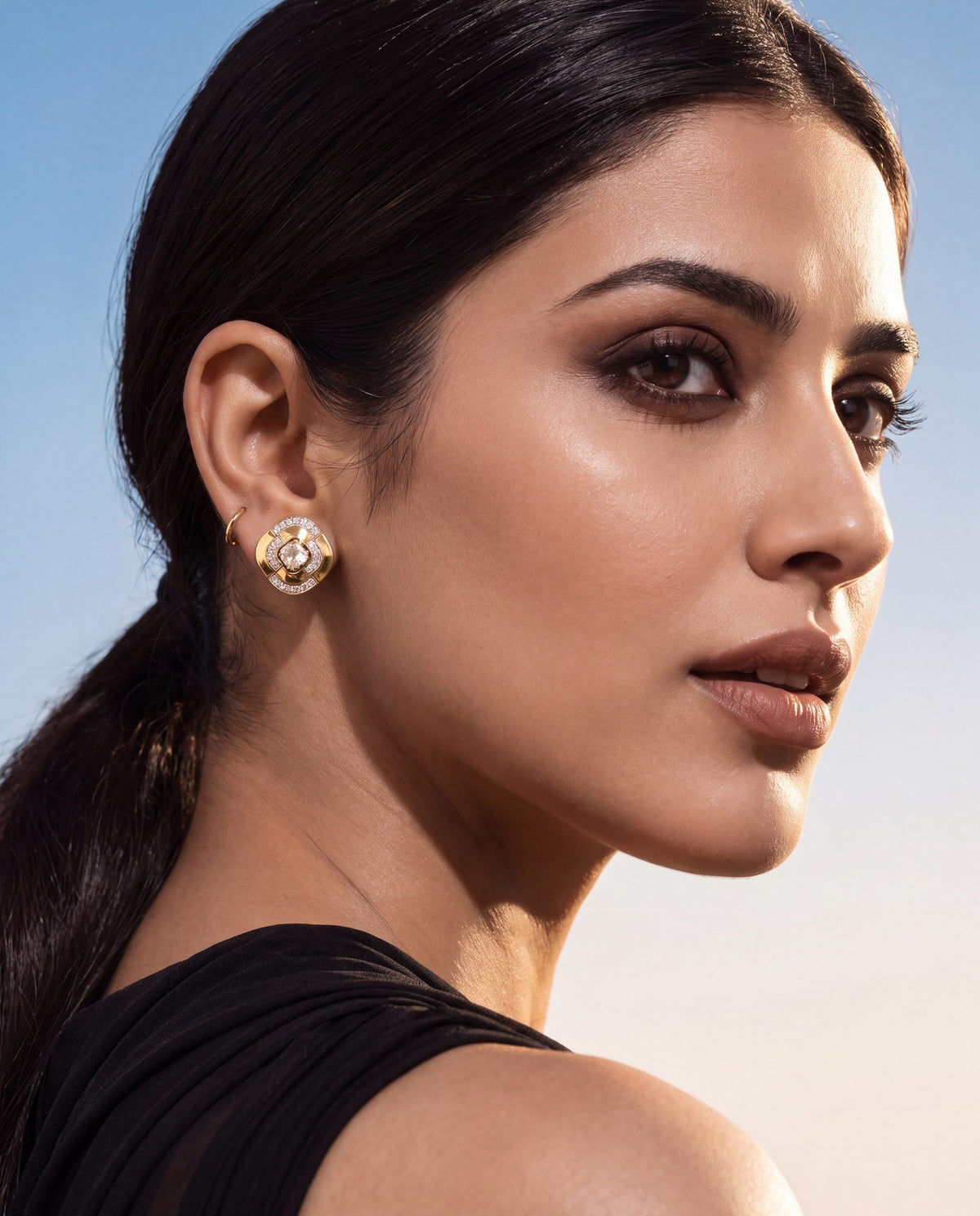 Zoey Polki And Diamond Hoops