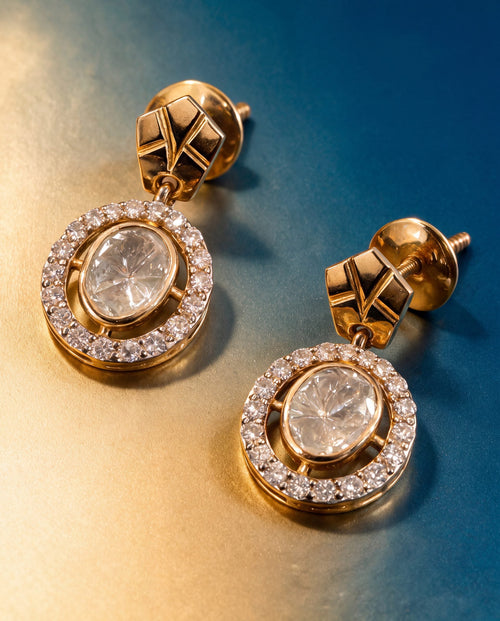 Ekisha Polki And Diamond Long Earrings