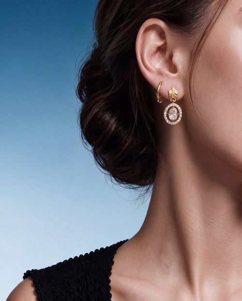 Ekisha Polki And Diamond Long Earrings