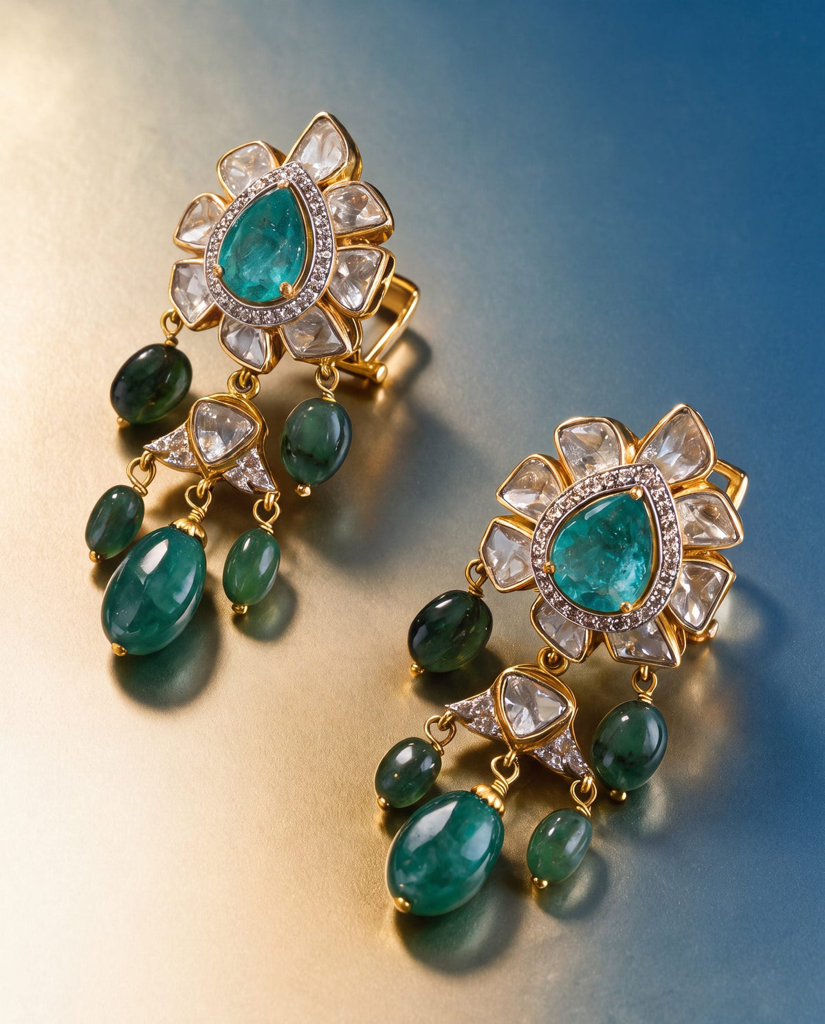 Namya Polki And Diamond Long Earrings