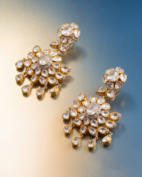 Ashira Polki And Diamond Long Earrings