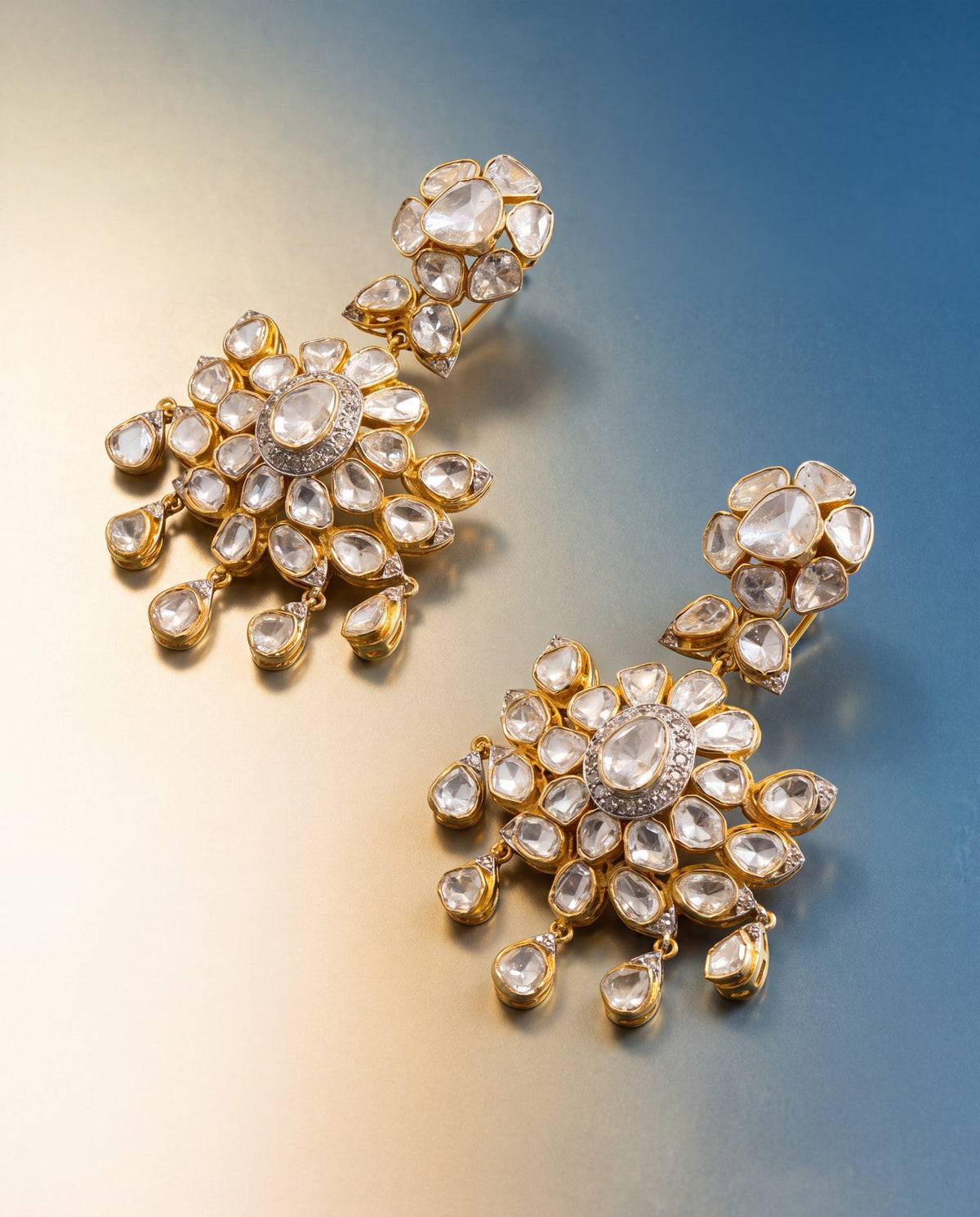 Ashira Polki And Diamond Long Earrings