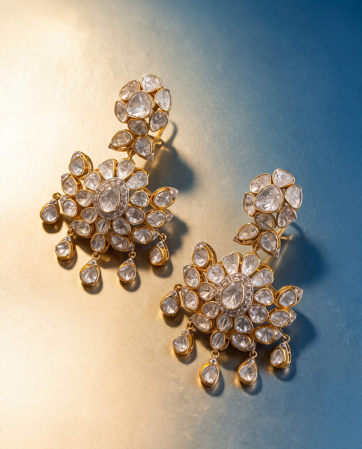 Ashira Polki And Diamond Long Earrings