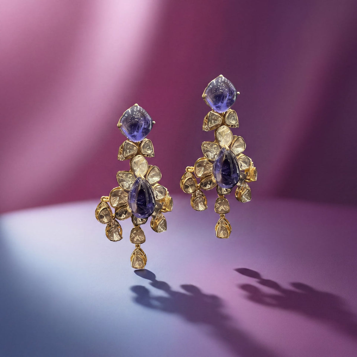 Atiya Polki And Diamond Long Earrings