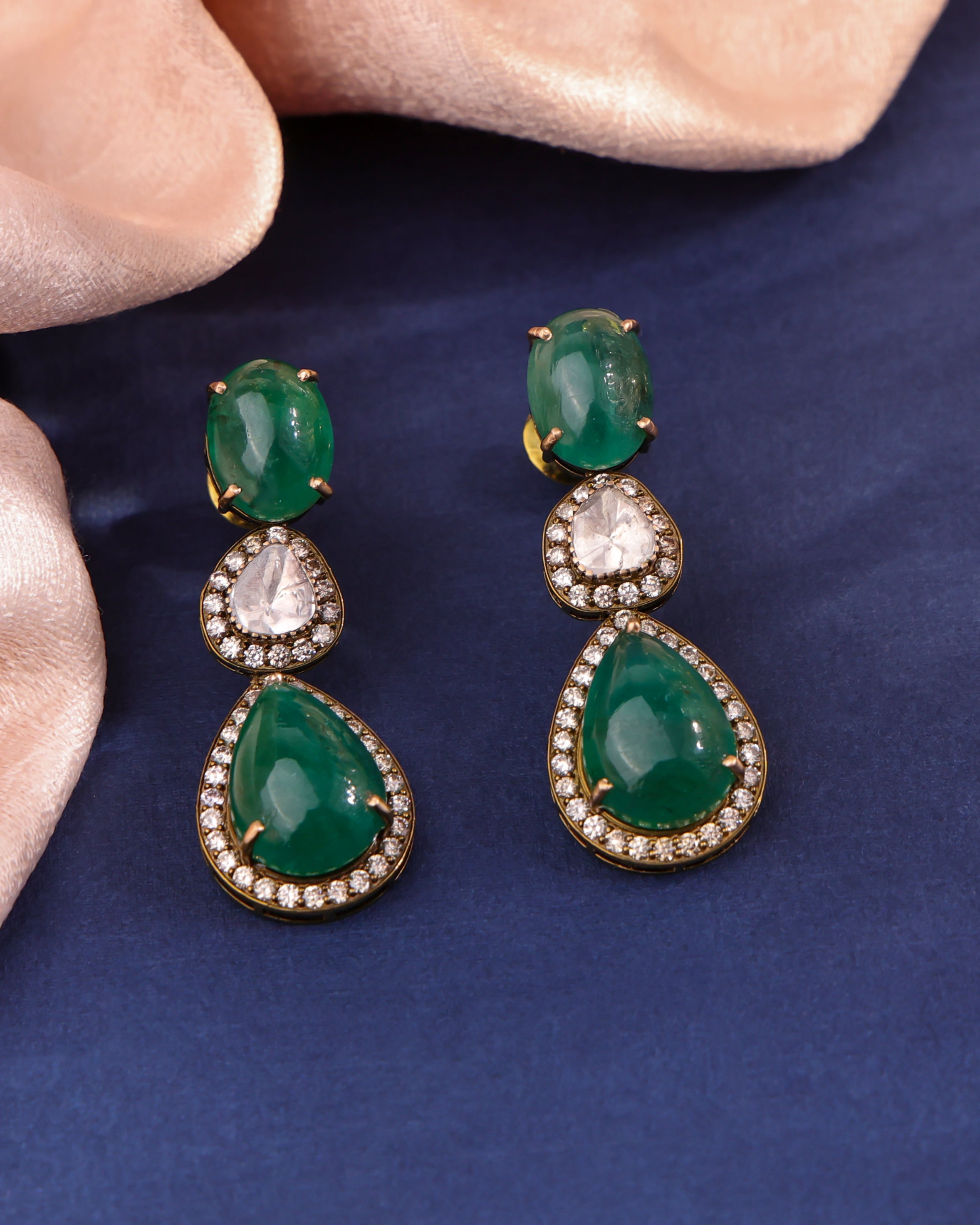 Nuha Polki And Diamond Long Earrings