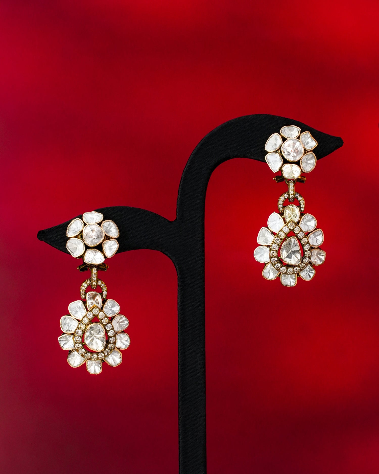 Gia Polki And Diamond Long Earrings