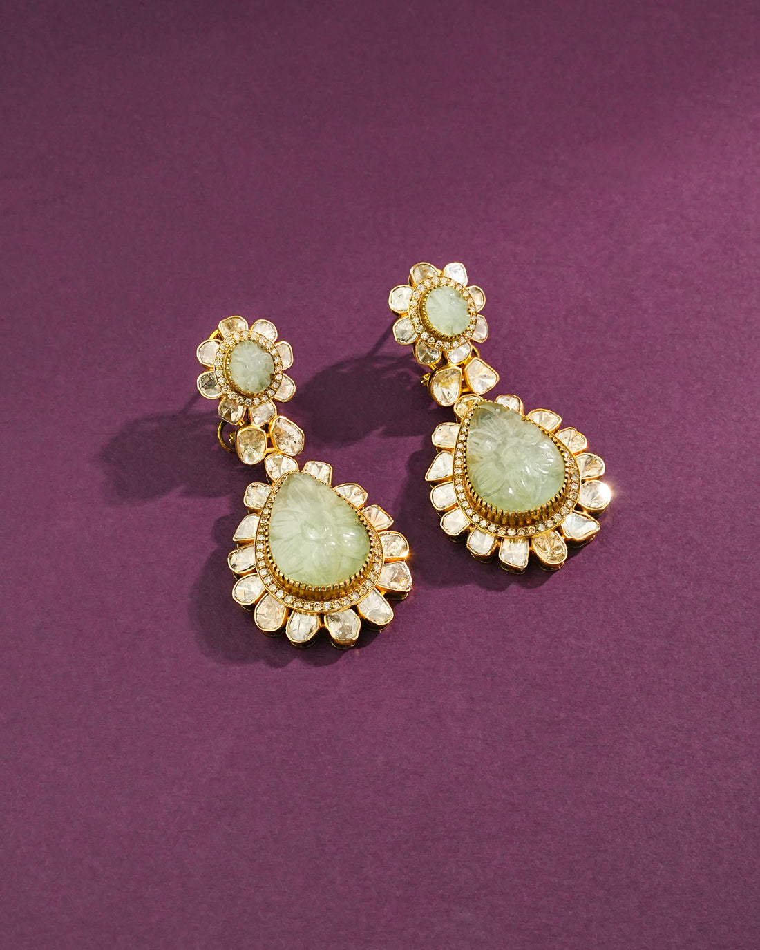 Luciana Polki And Diamond Long Earrings