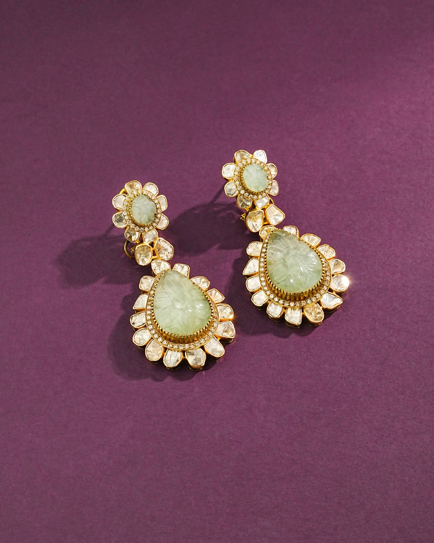 Luciana Polki And Diamond Long Earrings