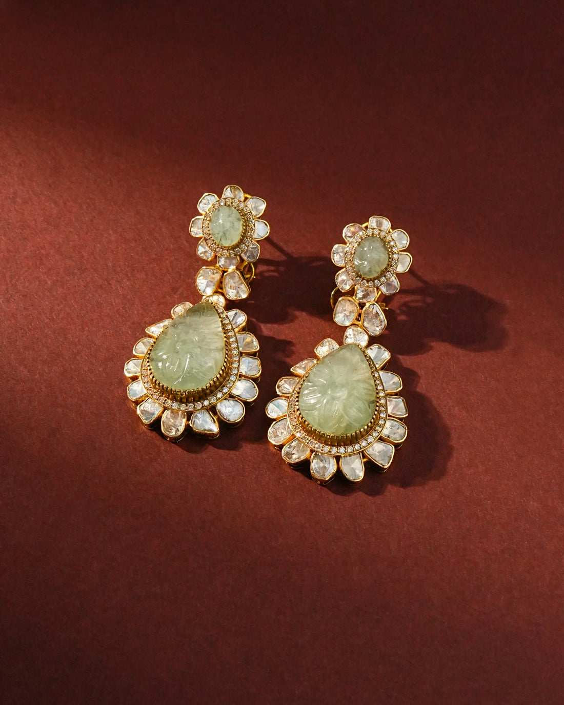 Luciana Polki And Diamond Long Earrings