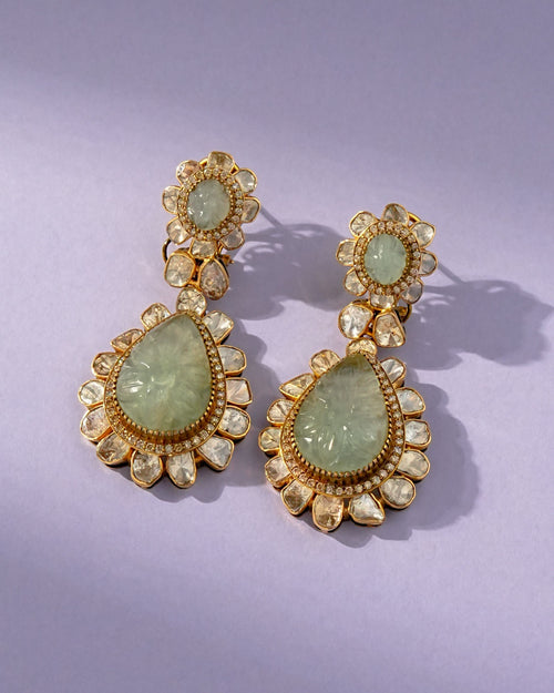 Luciana Polki And Diamond Long Earrings