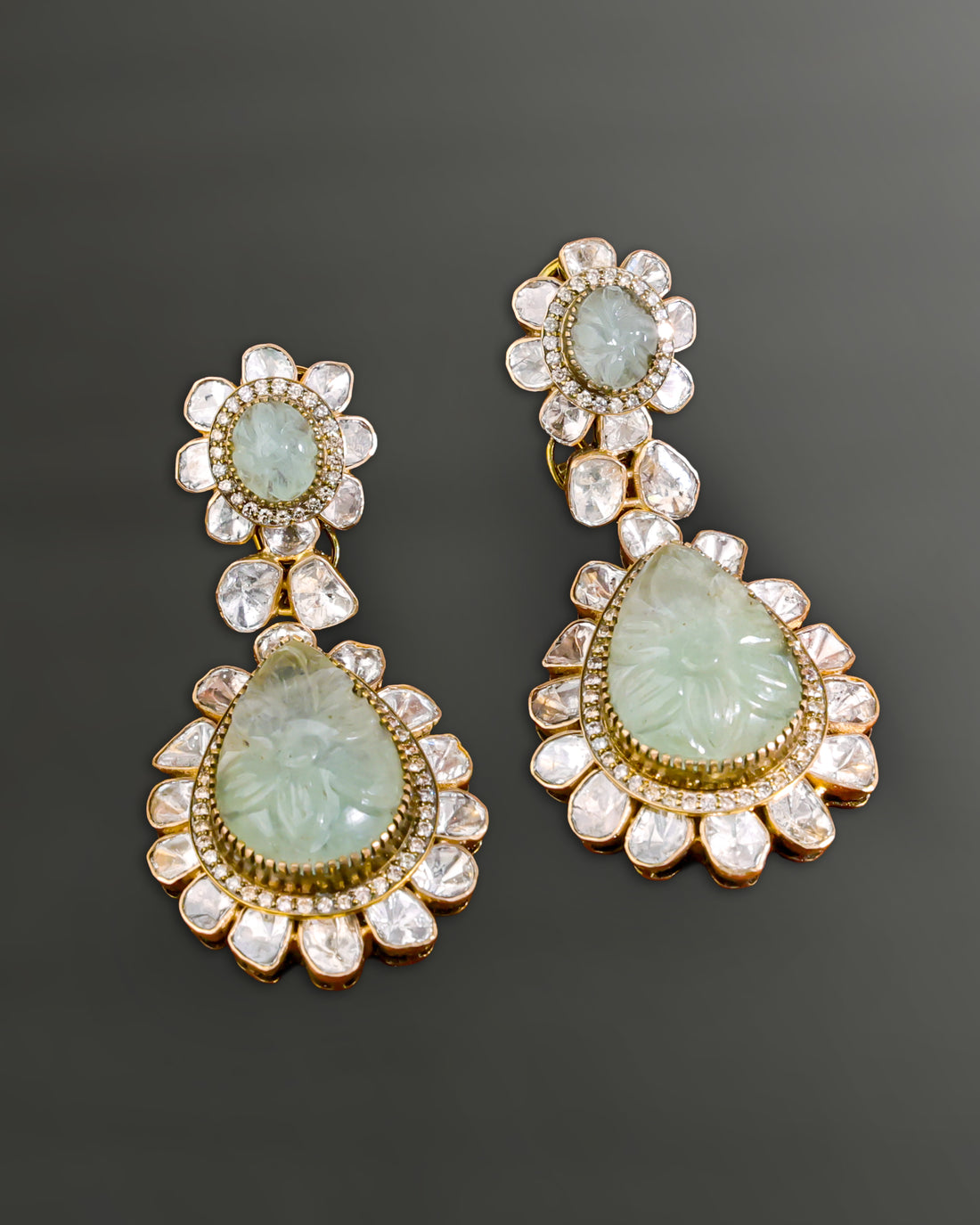 Luciana Polki And Diamond Long Earrings