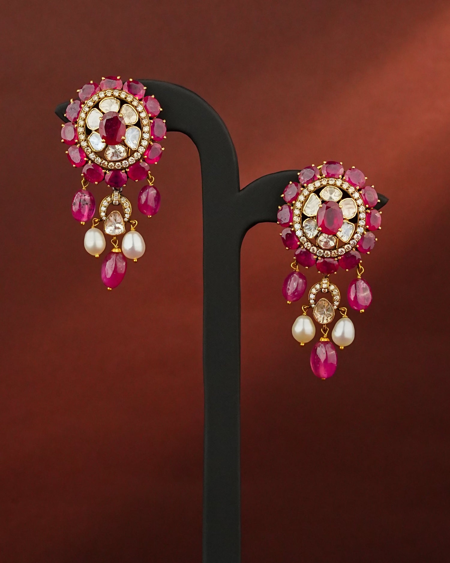 Shaima Polki And Diamond Long Earrings